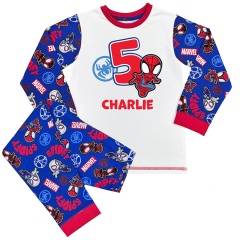 Personalised Spidey Birthday Pyjamas - Number Age