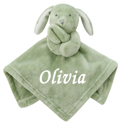 Personalised Baby Rabbit Comforter Blanket - Sage Green