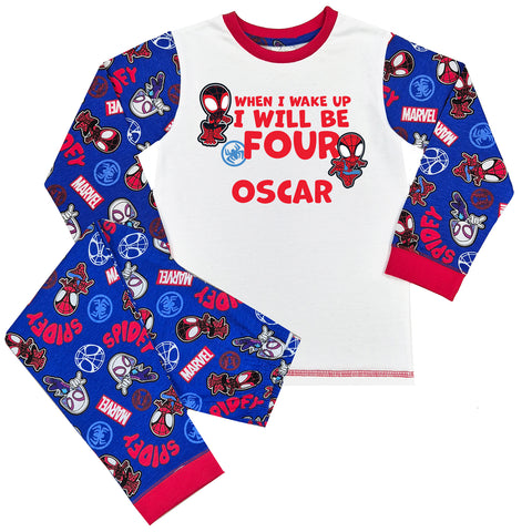 Personalised Spidey When I Wake Up Birthday Pyjamas