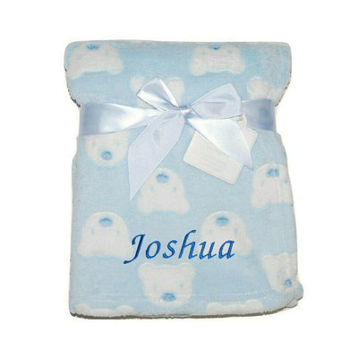 Personalised Baby Blue Bear Face Banket